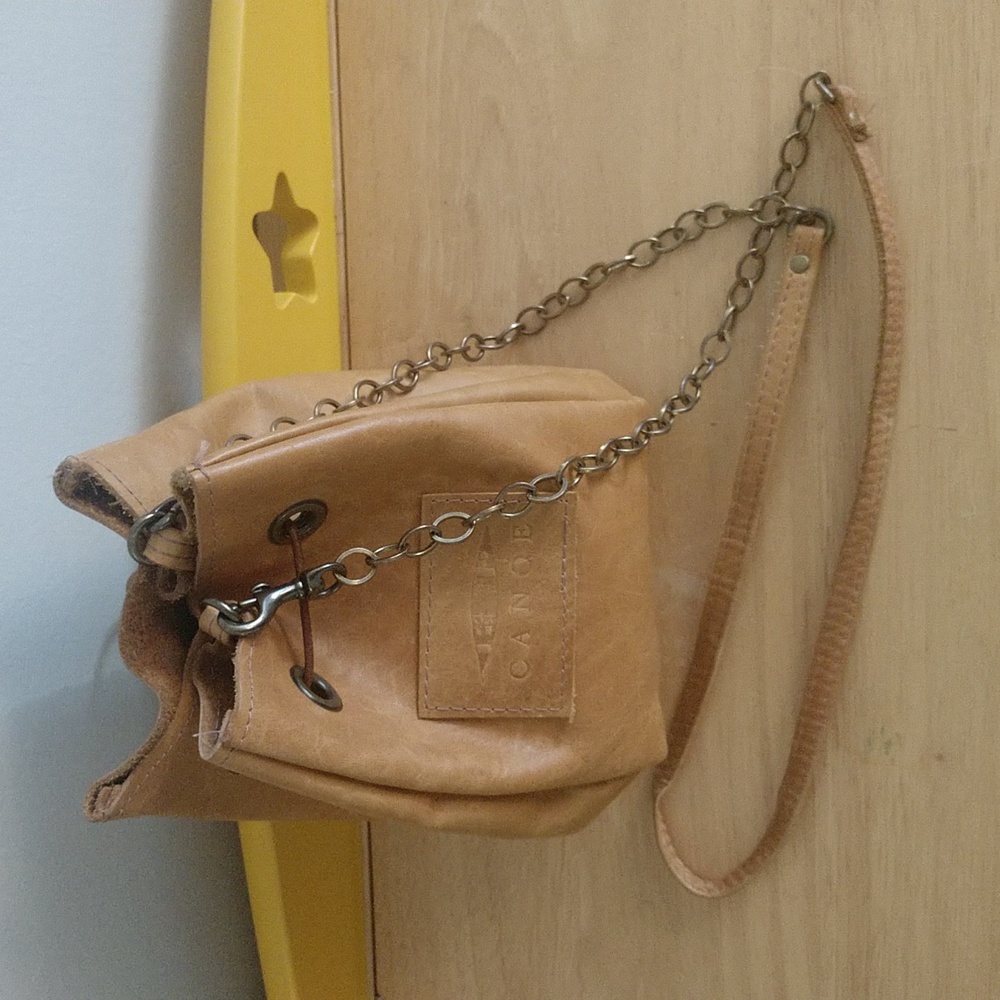 Canoe Small Bucket Drawstring Soft Leather Bag